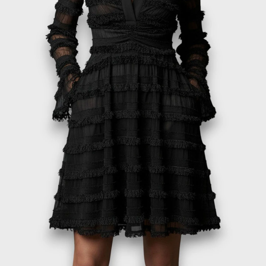 Parisa – Midi-Kleid mit transparenten Fransen-Details - Image 5