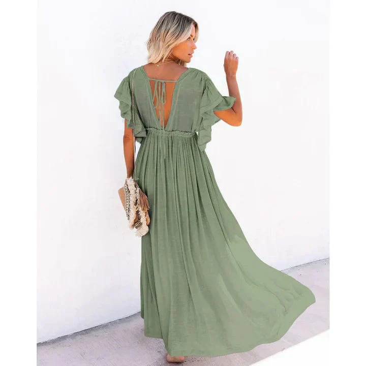 Puck™ - Maxi Grünes Ibiza Strandkleid - Image 3