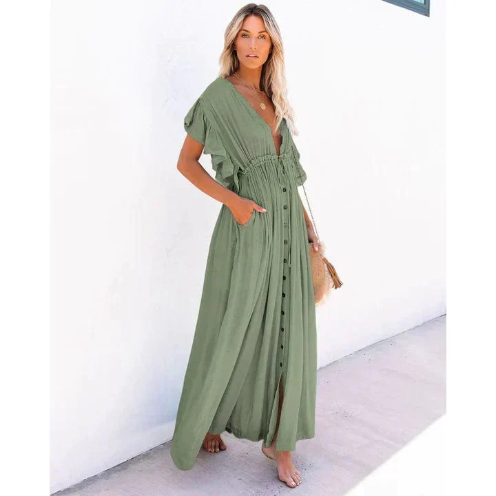 Puck™ - Maxi Grünes Ibiza Strandkleid - Image 2