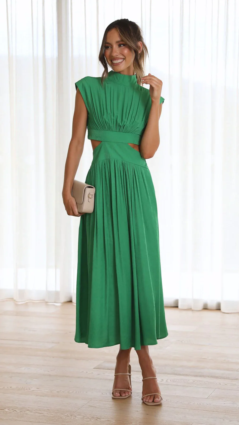 Quincy | Midi-Kleid mit Cut-Out und Taschen