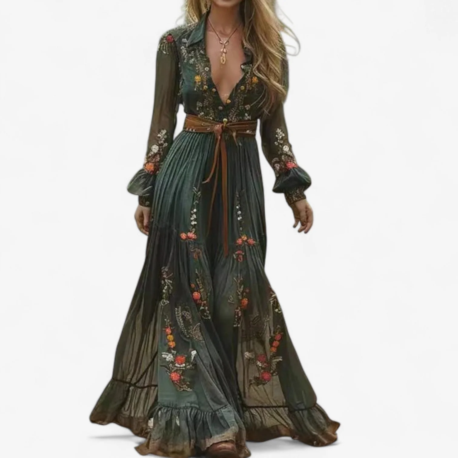 Rachel™ Maxikleid mit Stickerei