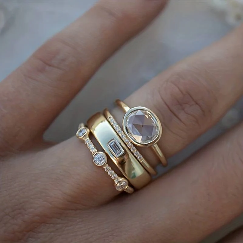 Raquel - Vintage Goldring-Set mit Zirkonia