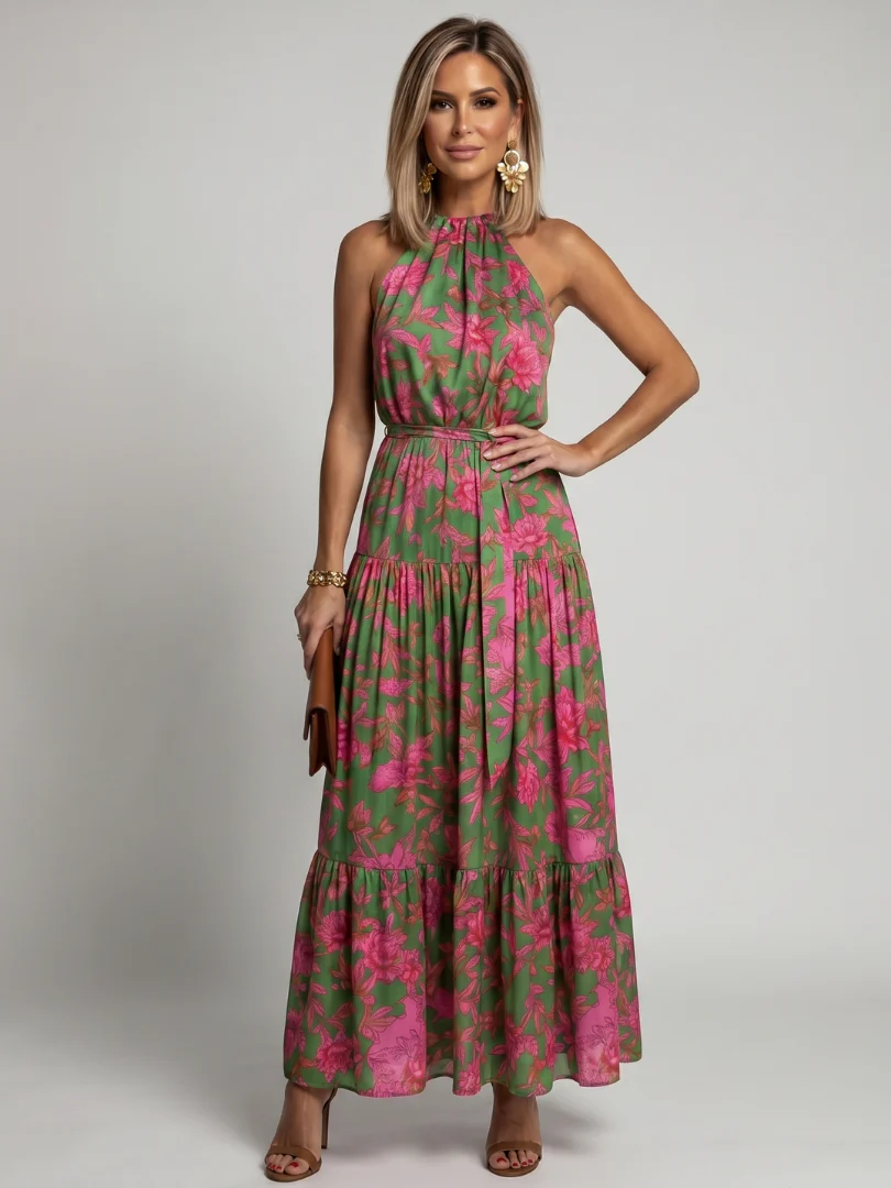 Rowen | Drapiertes Halter-Midi-Kleid