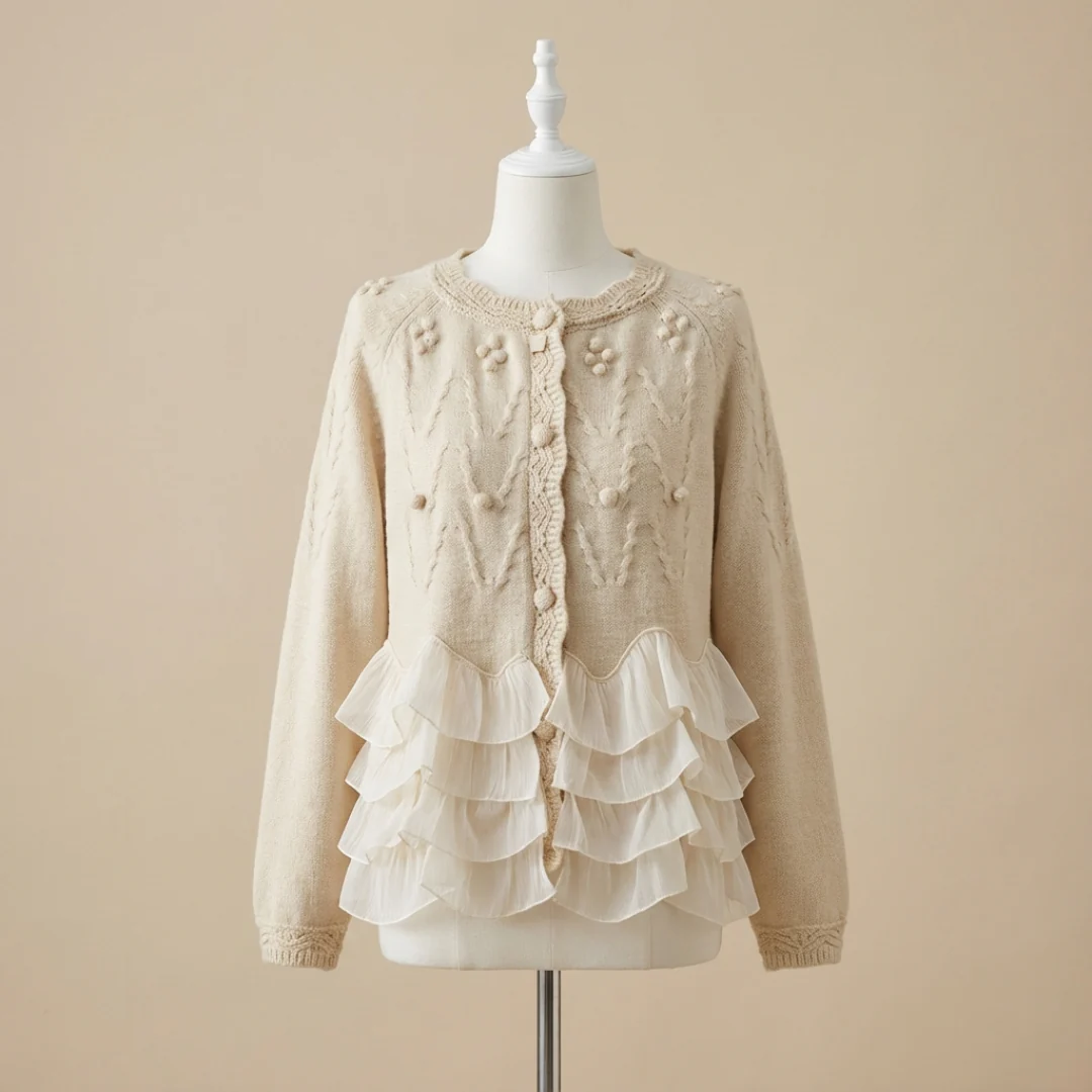Rüschennatürliches Cardigan™