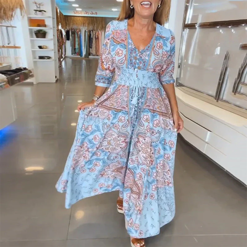 Ruth™ - Elegantes Ferien V-Ausschnitt Kleid - Image 25