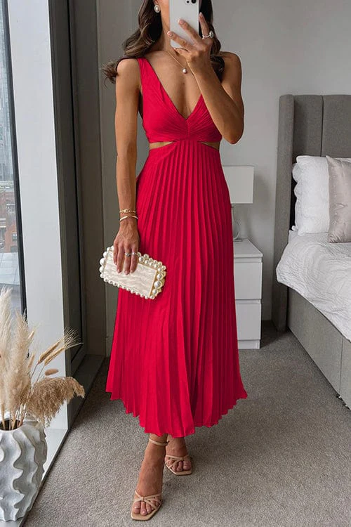 Sanne | Schickes Satin-Midi-Kleid mit eleganten Falten - Image 2