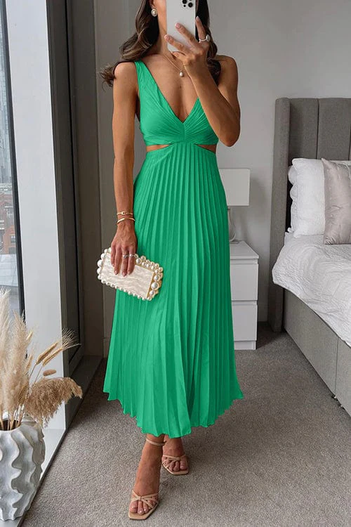 Sanne | Schickes Satin-Midi-Kleid mit eleganten Falten - Image 5