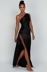 Saoirse - Satin Langes Bodycon Kleid mit einem Schulterträger - Image 15
