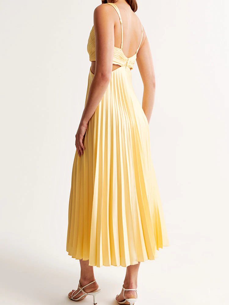 Sarai - Trendy V-Ausschnitt Maxikleid in einfarbiger Ausführung - Image 4