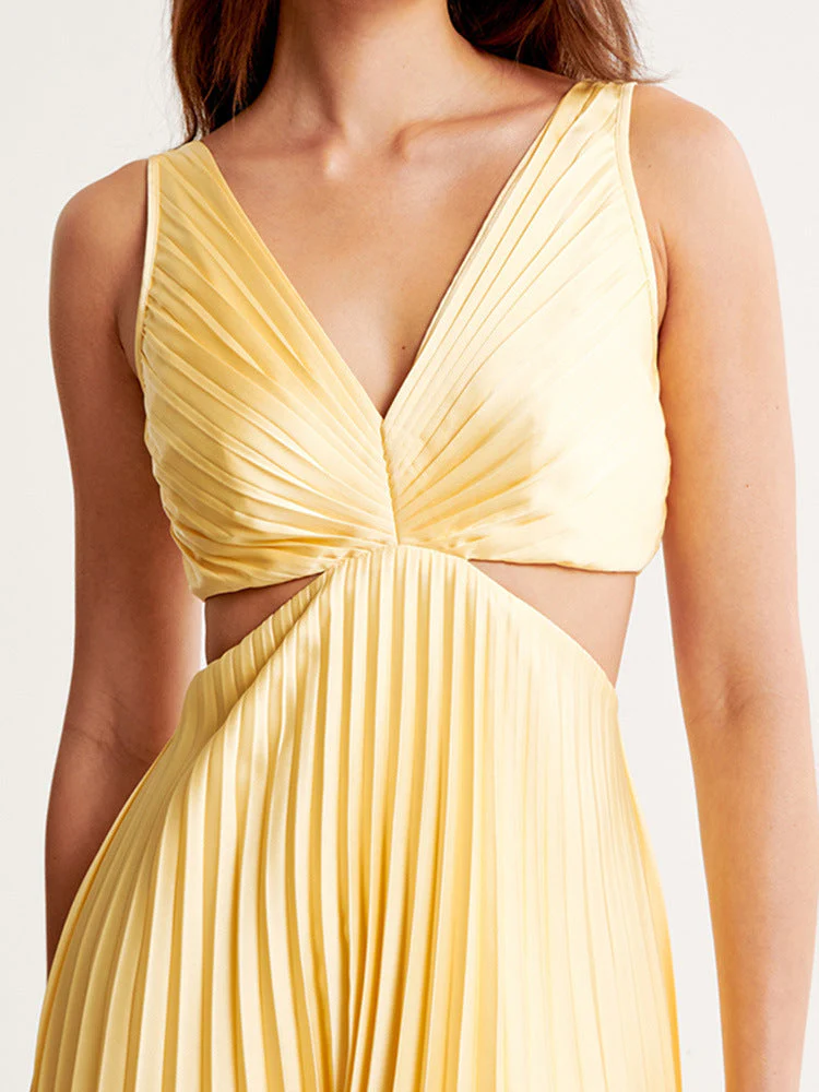 Sarai - Trendy V-Ausschnitt Maxikleid in einfarbiger Ausführung - Image 5