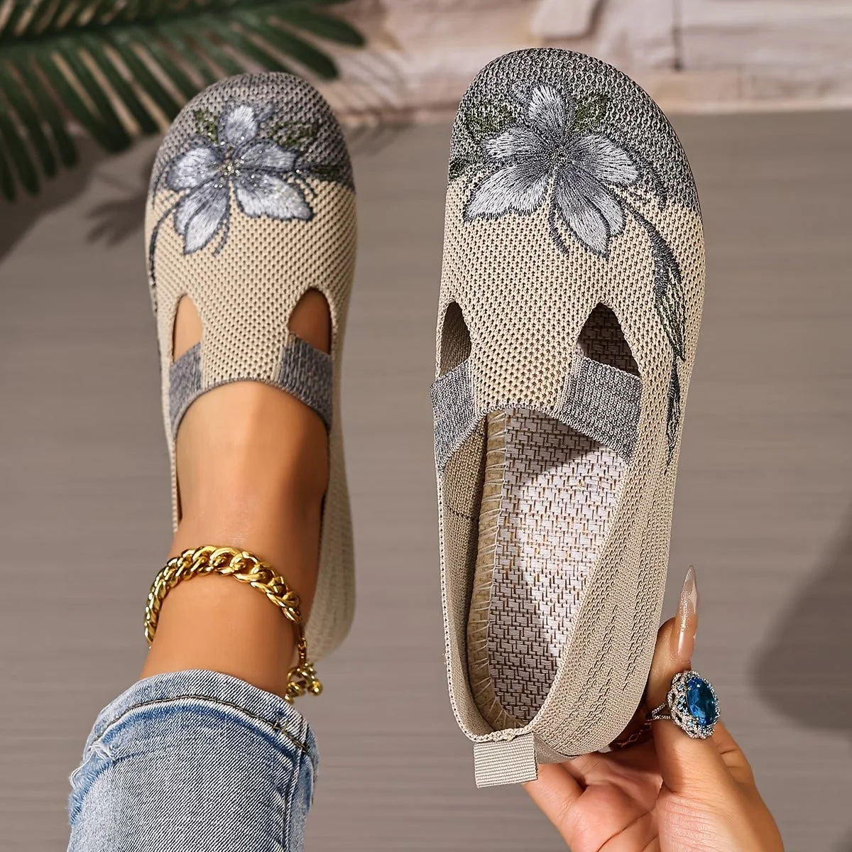 Schicke bestickte atmungsaktive Damenschuhe