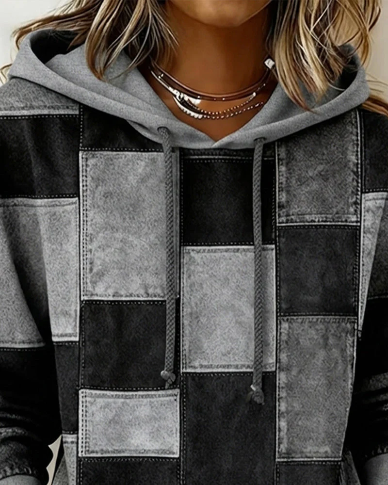 Schicker Langarm-Karierten Hoodie - Image 7