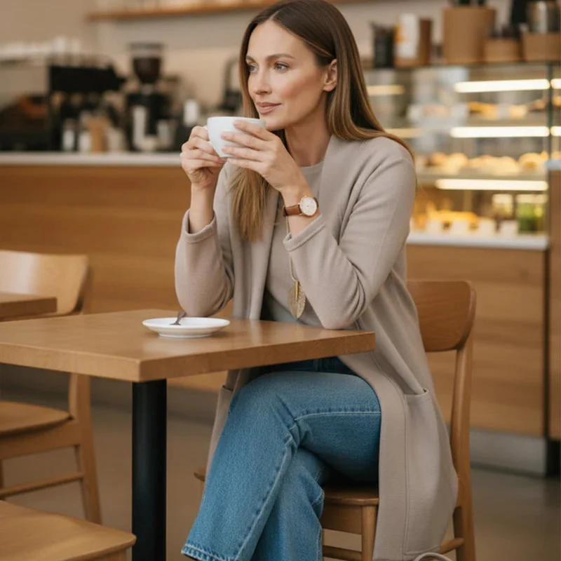 Schickes 3-teiliges Ensemble: Langer Cardigan, Top und Hose - Image 5
