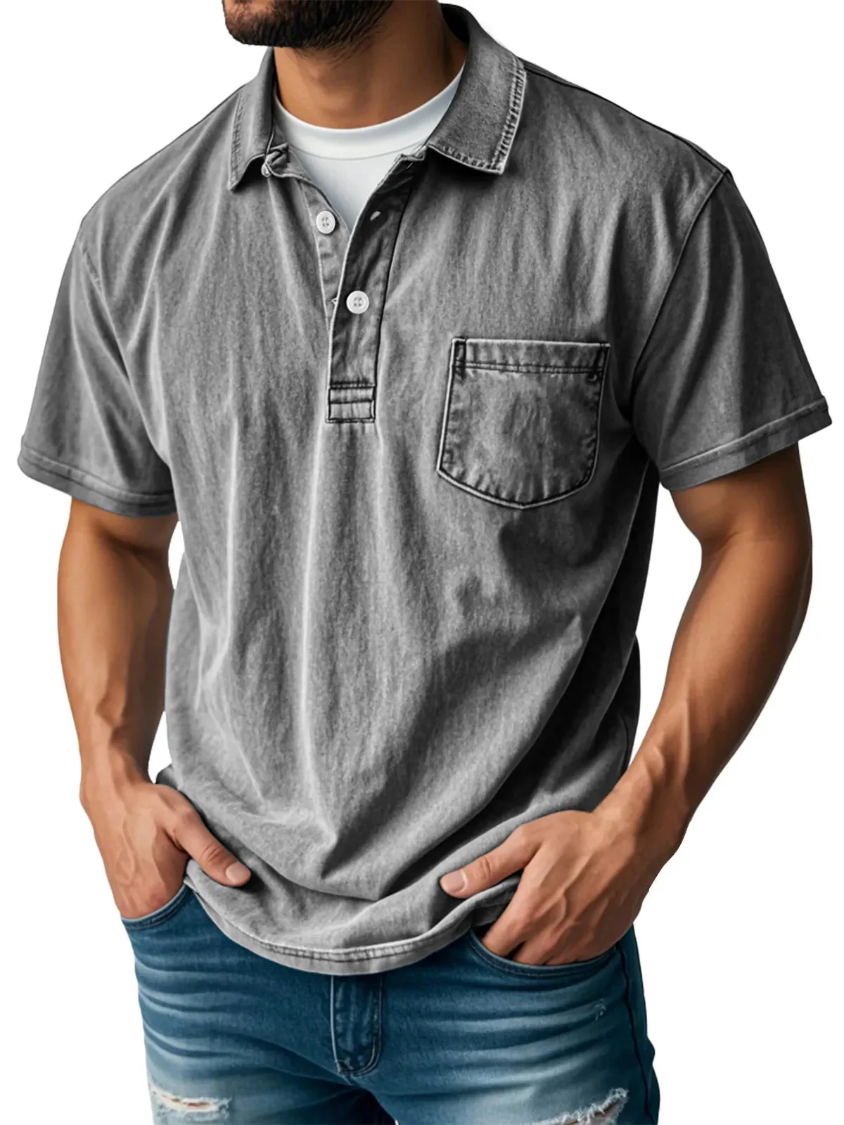 Sebastien™ - Herren Casual Vintage Polo-Shirt - Image 2
