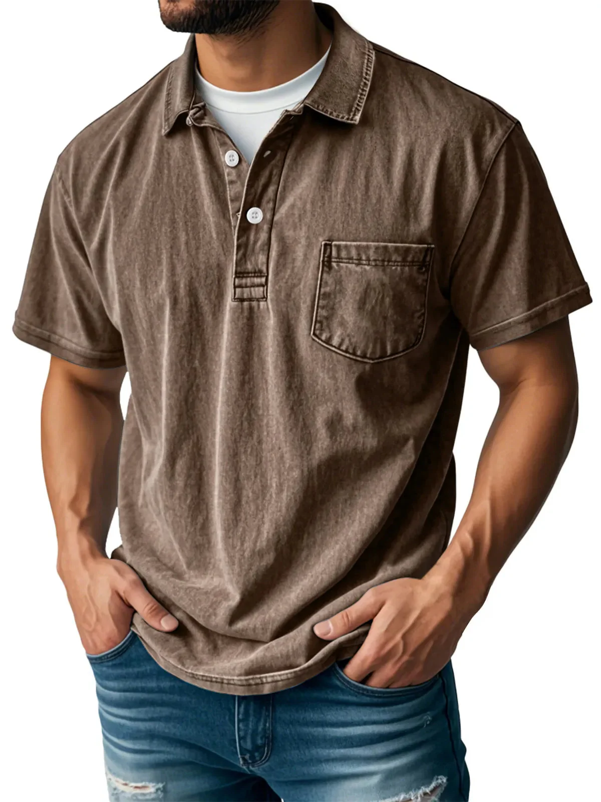 Sebastien™ - Herren Casual Vintage Polo-Shirt - Image 4