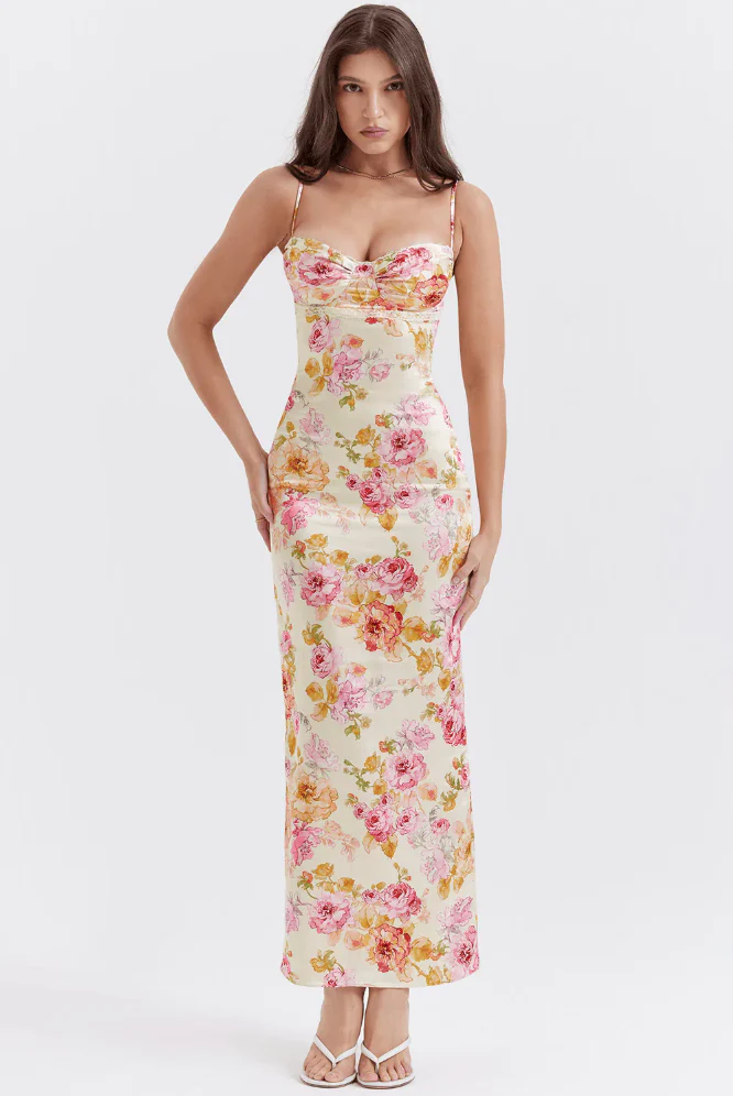 Selene - Charmantes Blumenkleid mit Spaghettiträgern