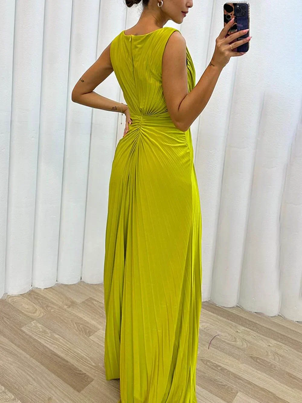 Serena | Falten Maxi Abendkleid - Image 2