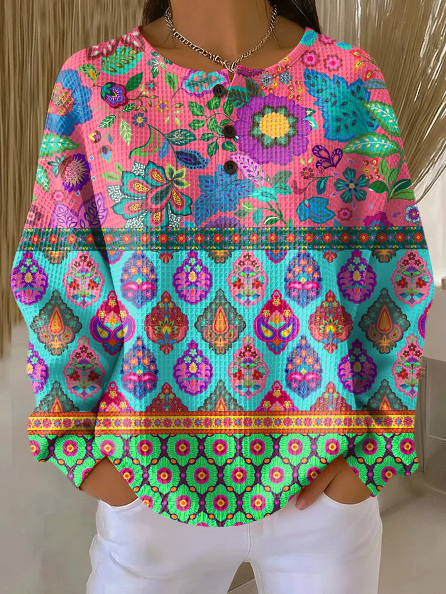 Sign | Sweater mit ethnischen Blumenstreifen