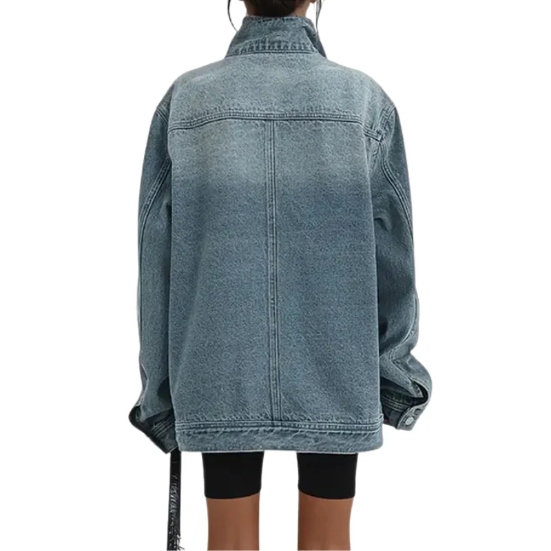 SKYE™ – Retro-inspirierte asymmetrische Jacke mit hohem Kragen und Vintage-Waschung - Image 4