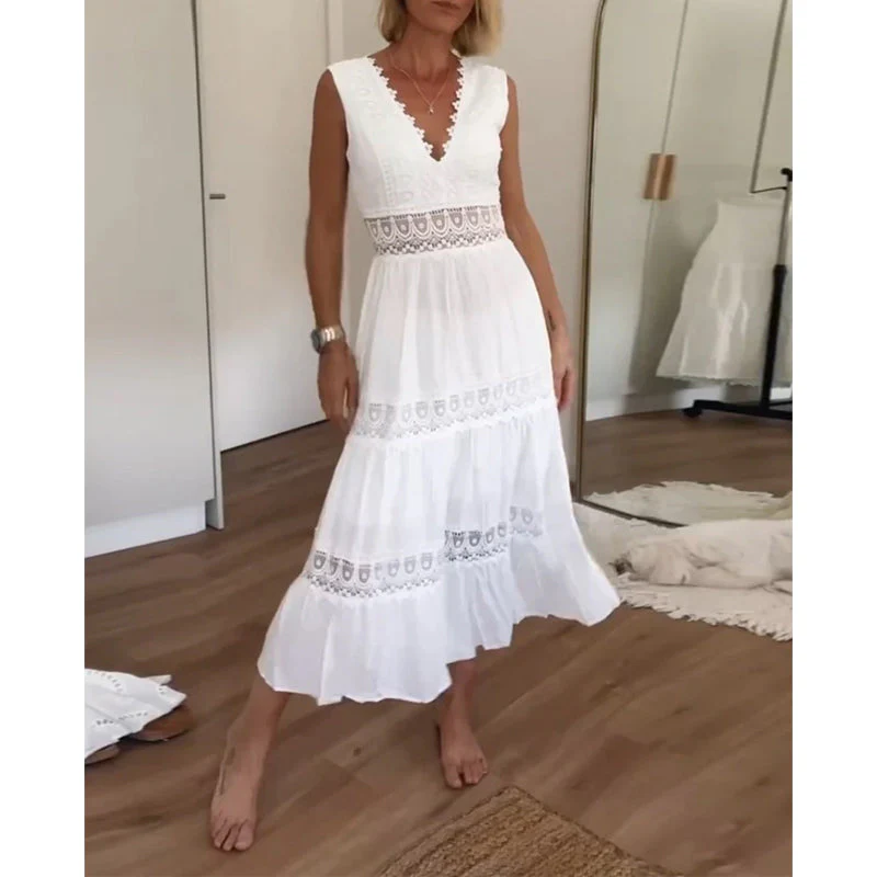 Stella™ - Bequemes V-Ausschnitt Spitzen-Topkleid - Image 12