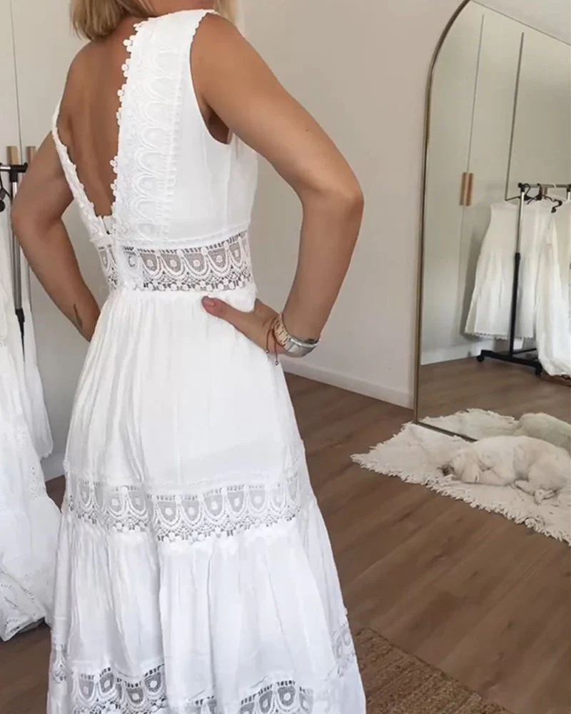 Stella™ - Bequemes V-Ausschnitt Spitzen-Topkleid - Image 2