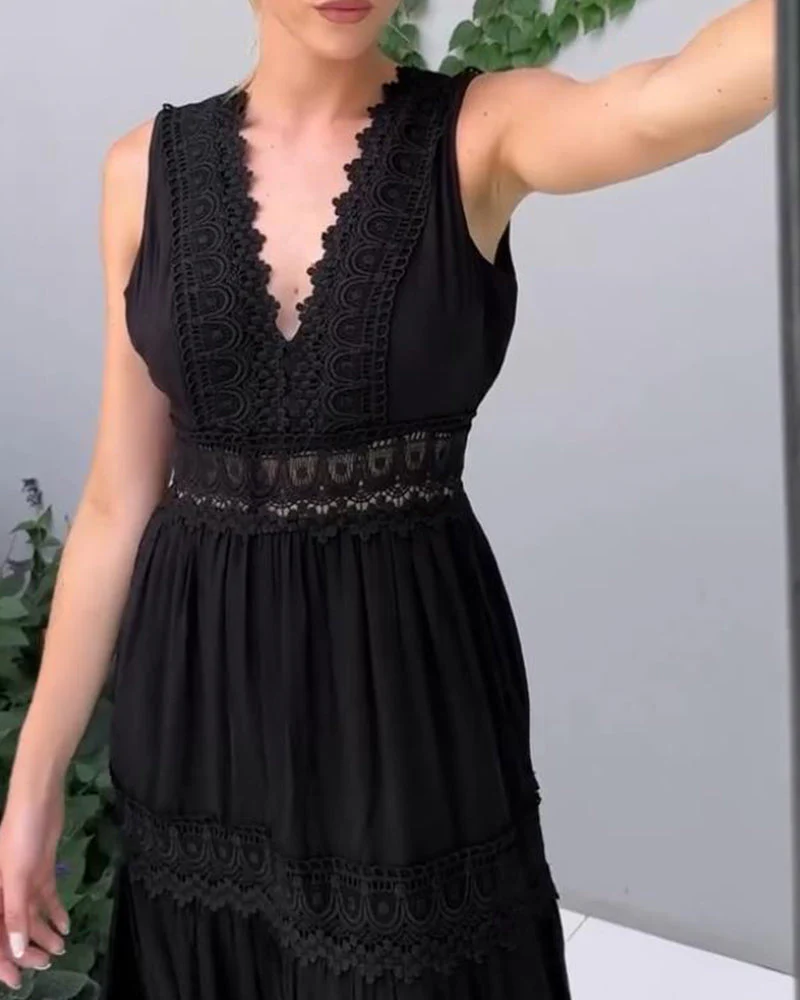 Stella™ - Bequemes V-Ausschnitt Spitzen-Topkleid - Image 7