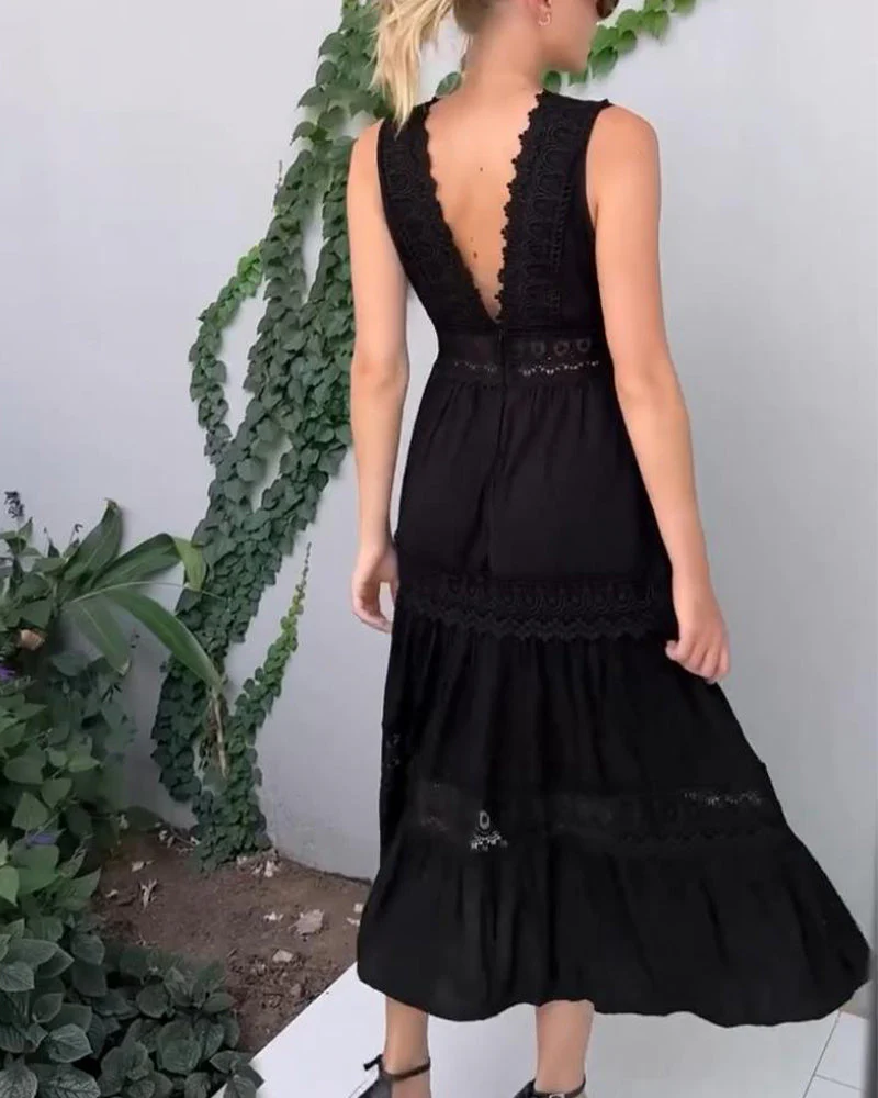 Stella™ - Bequemes V-Ausschnitt Spitzen-Topkleid - Image 8