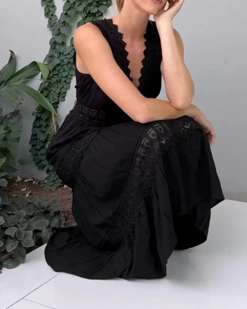 Stella™ - Bequemes V-Ausschnitt Spitzen-Topkleid - Image 9