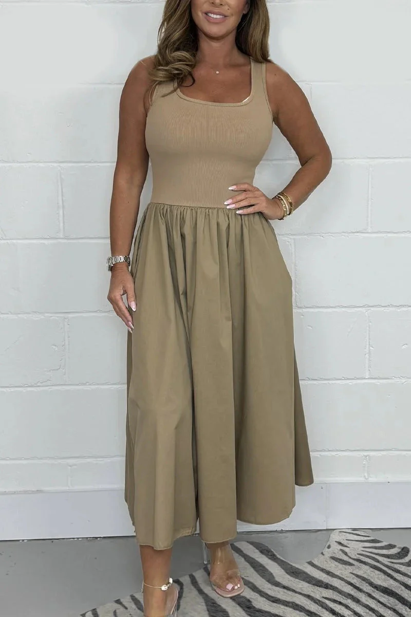 Stylisches ärmelloses A-Linien-Kleid mit quadratischem Ausschnitt - Image 3