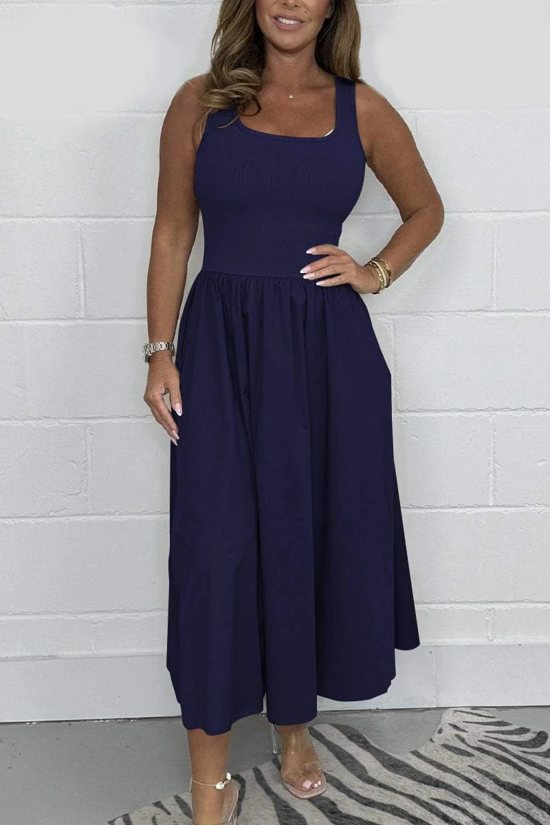 Stylisches ärmelloses A-Linien-Kleid mit quadratischem Ausschnitt - Image 5