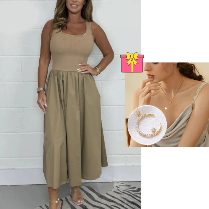 Stylisches ärmelloses A-Linien-Kleid mit quadratischem Ausschnitt - Image 7