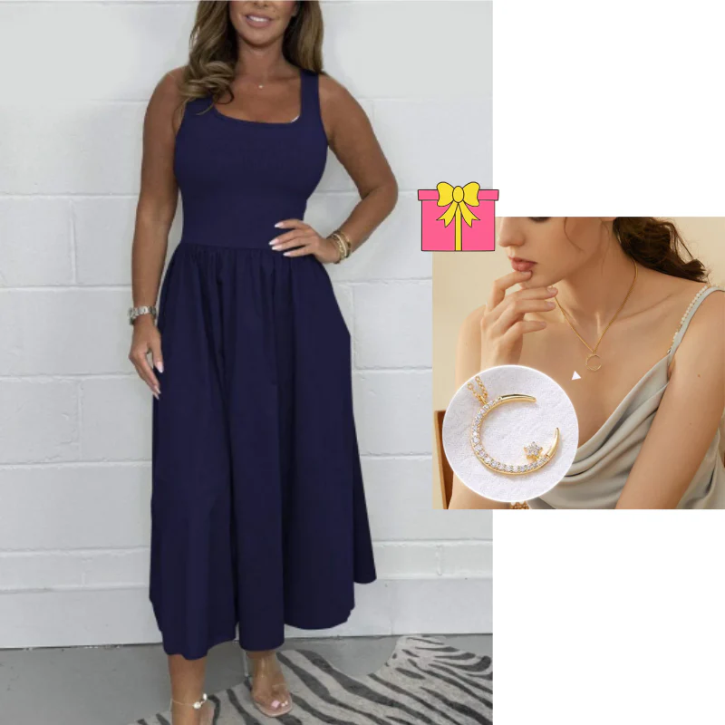 Stylisches ärmelloses A-Linien-Kleid mit quadratischem Ausschnitt - Image 9