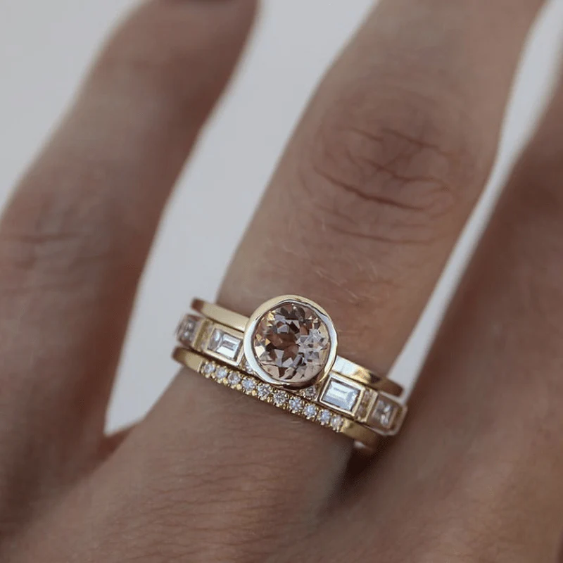Susana - Set aus Kristall-Inlay-Ringen in Gold
