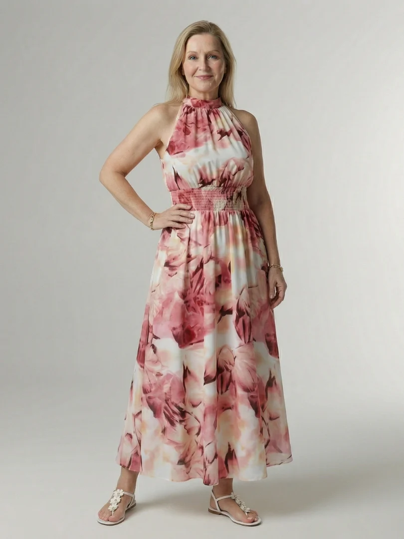 Sylin | Gathered Halter Midi Kleid - Image 12