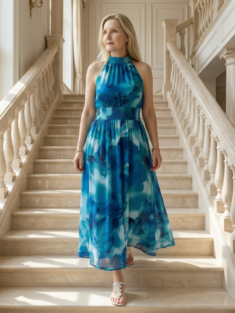 Sylin | Gathered Halter Midi Kleid - Image 17