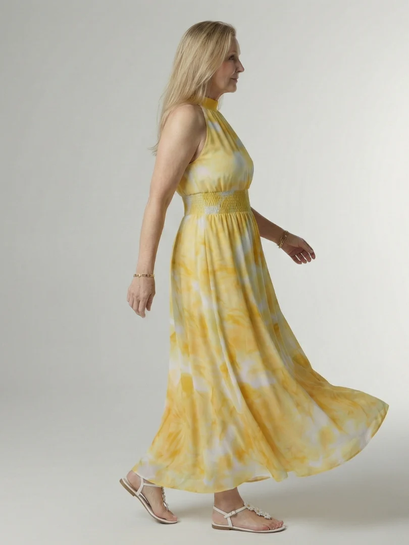 Sylin | Gathered Halter Midi Kleid - Image 2