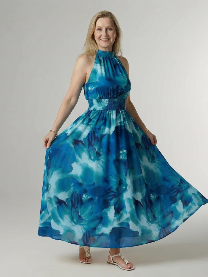 Sylin | Gathered Halter Midi Kleid - Image 5