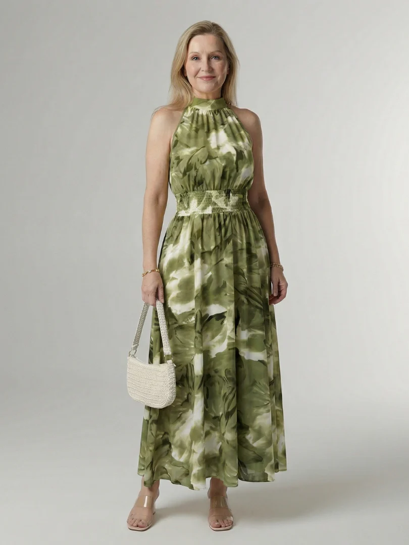 Sylin | Gathered Halter Midi Kleid - Image 9