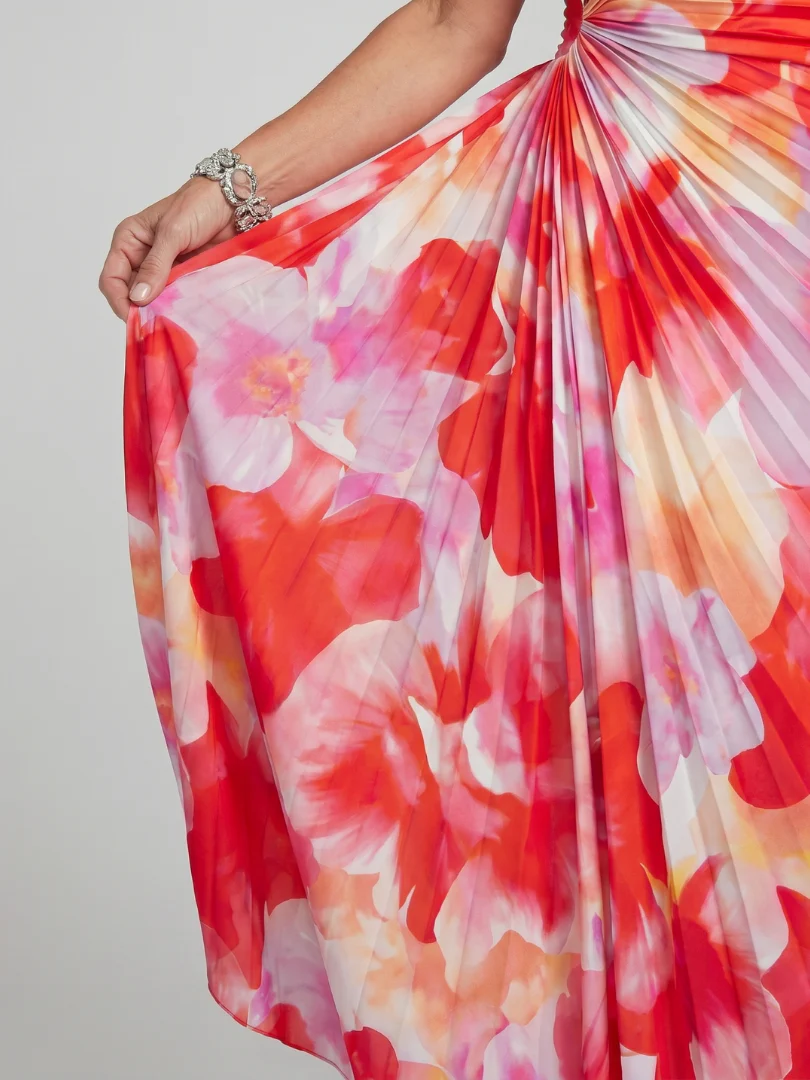 Taya | Ein Schulter Plissiertes Midi Kleid - Image 3