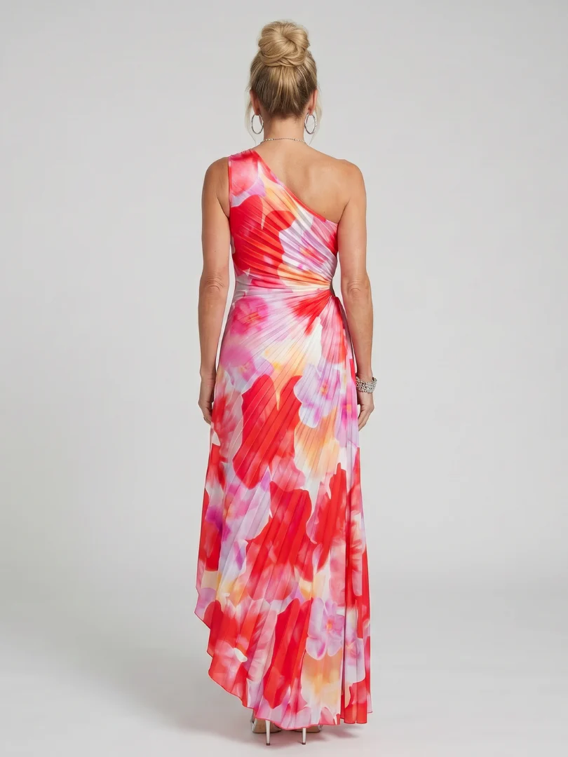 Taya | Ein Schulter Plissiertes Midi Kleid - Image 4