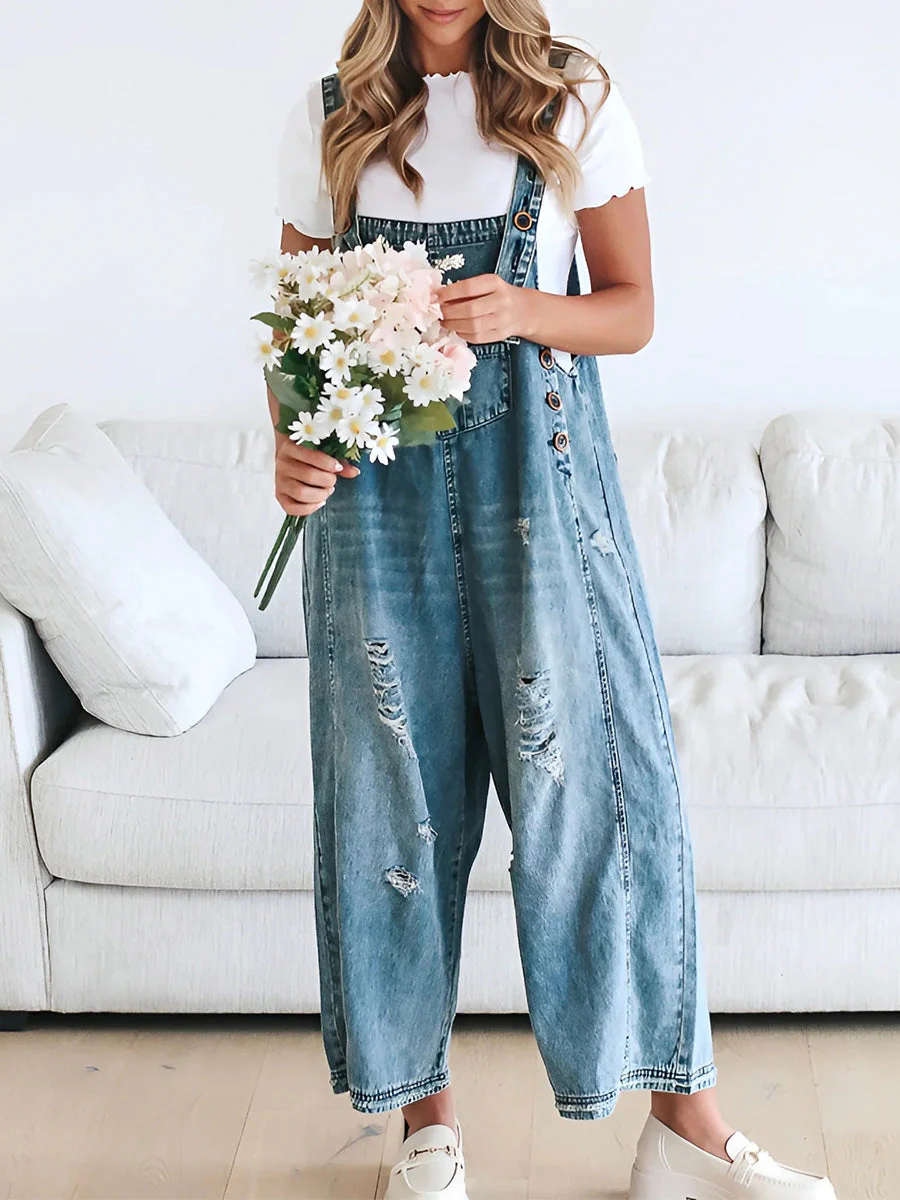 Thessa™ - Verwaschene Denim-Latzhose - Image 3