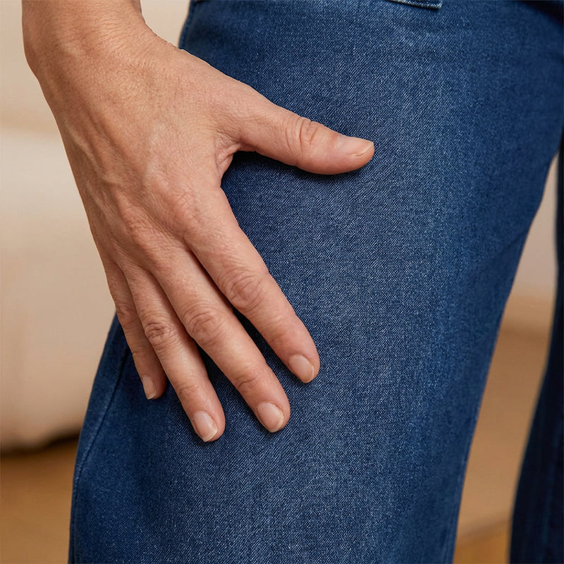 Verstellbare Kordelzug Taille Weite Bein Jeans für Frauen - Image 4