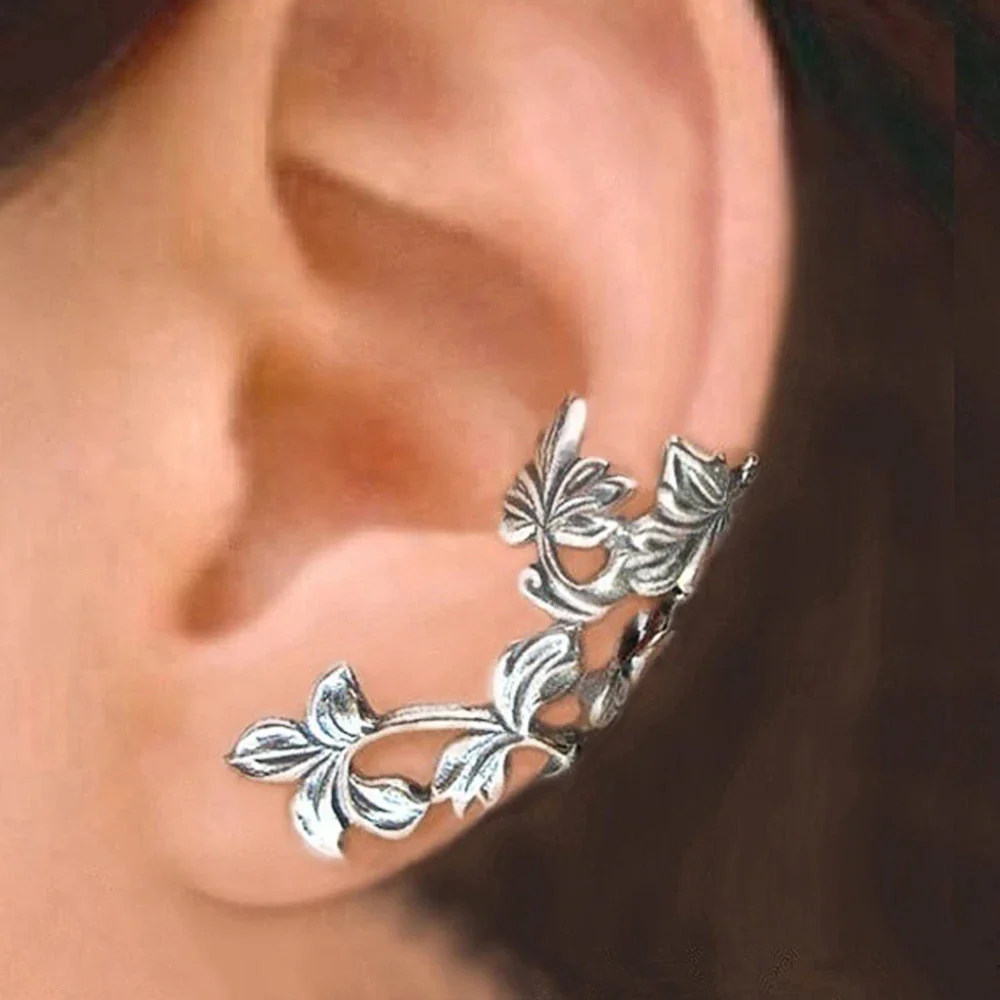 Vintage Blatt Silber Ohrringe