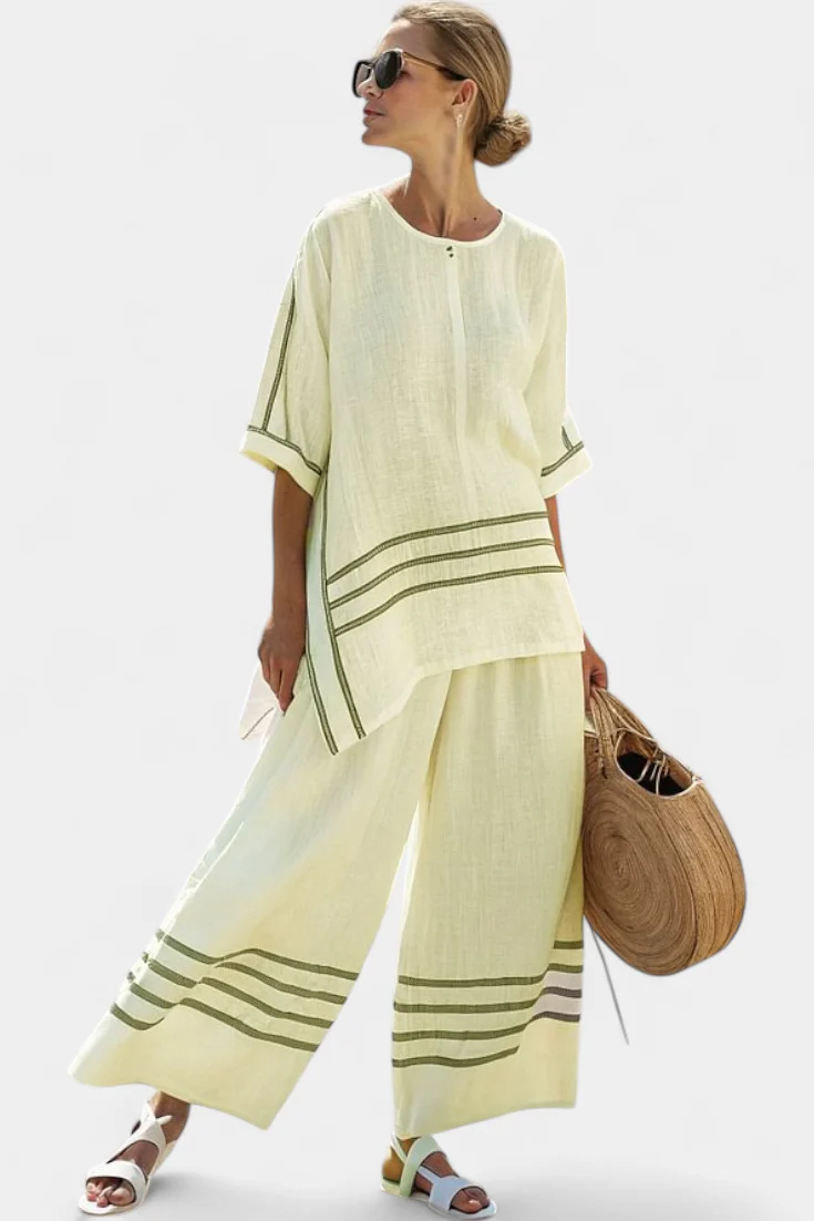 Vittorina – asymmetrisches Oberteil mit raffinierten Streifen und gewagten Hosen - Image 5