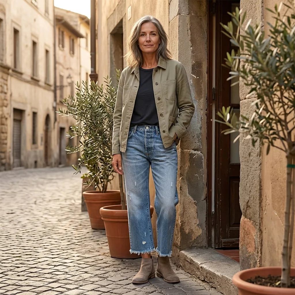 Vivara™ – Vintage-inspirierte, cropped Straight Leg Jeans mit Fransen - Image 5