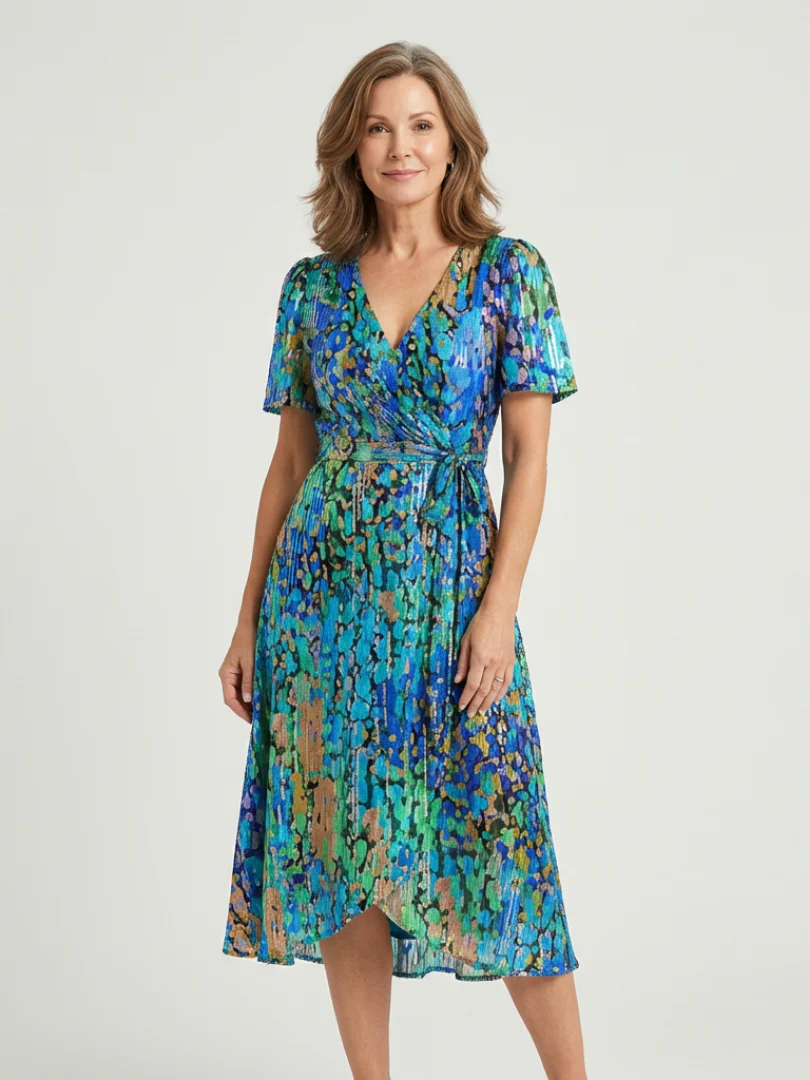 Zafrina | Midi-Kleid mit abstraktem Muster