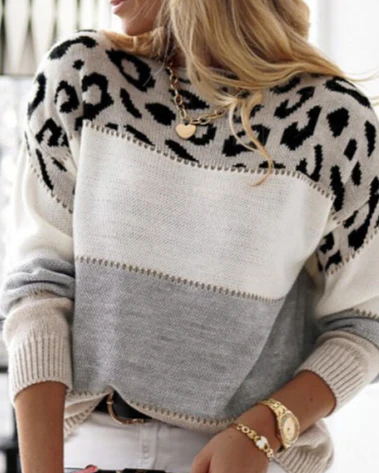 Zoe - Farbblock Leopard Pullover - Image 3